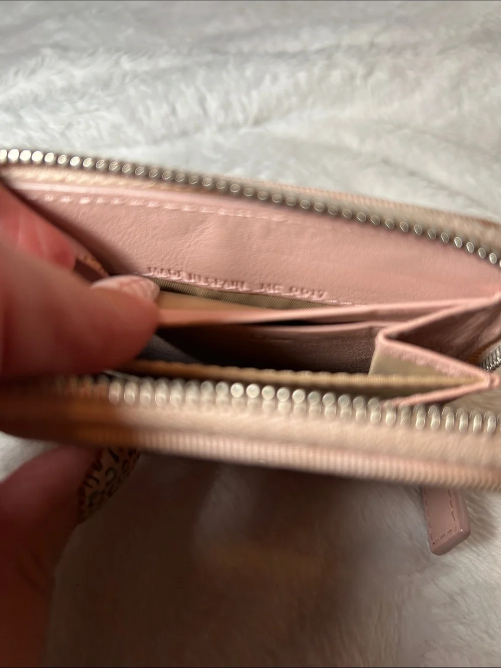 152. Dior Blush Pink Monogram Zip Compact Wallet